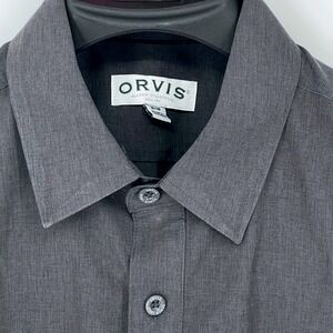 Orvis Classic Collection Shirt‎ Mens Medium Gray Short Sleeve Button Up